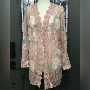 Full Circle Trend Sheer Lace Duster Cardigan